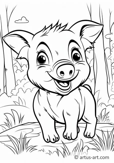 Süßes Wildschwein Ausmalbild für Kinder